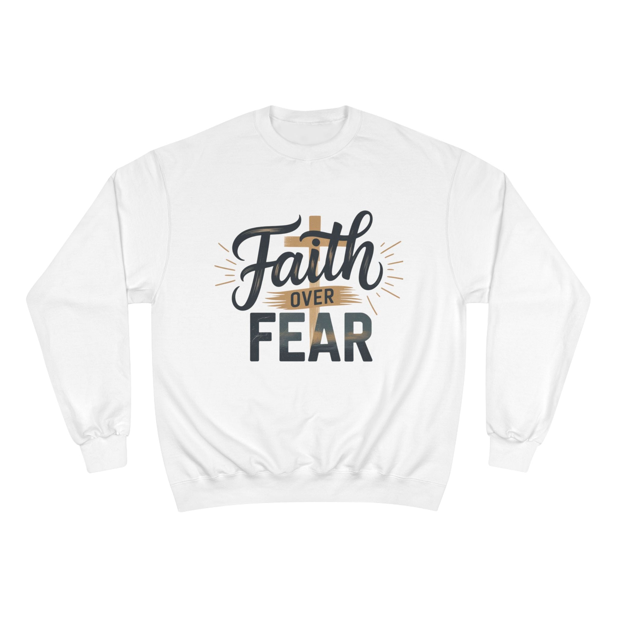 Faith Over Fear Champion Sweatshirt, Inspirational Sweatshirt, Motivational Apparel, Cozy Gift for Her, Perfect for Spiritual Gatherings
